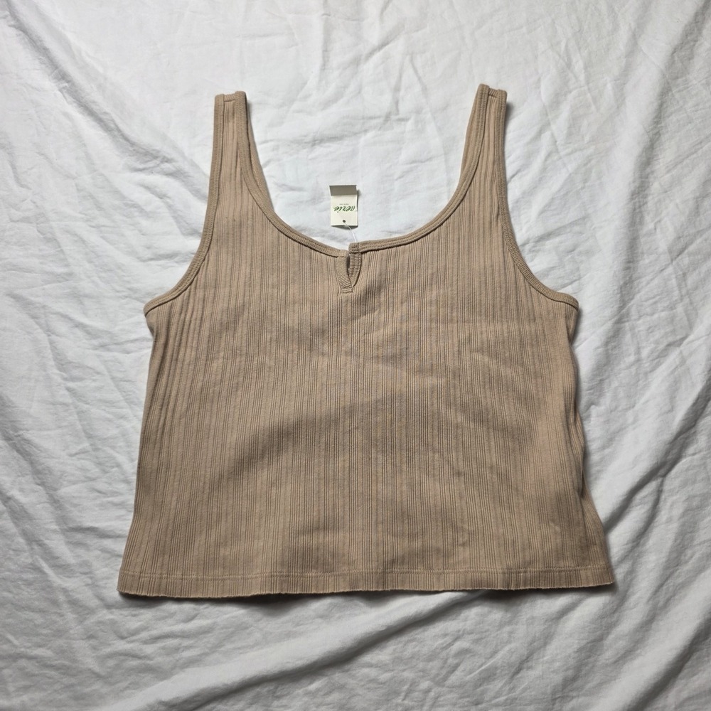 aerie women's tank cropped ribbed size medium tan